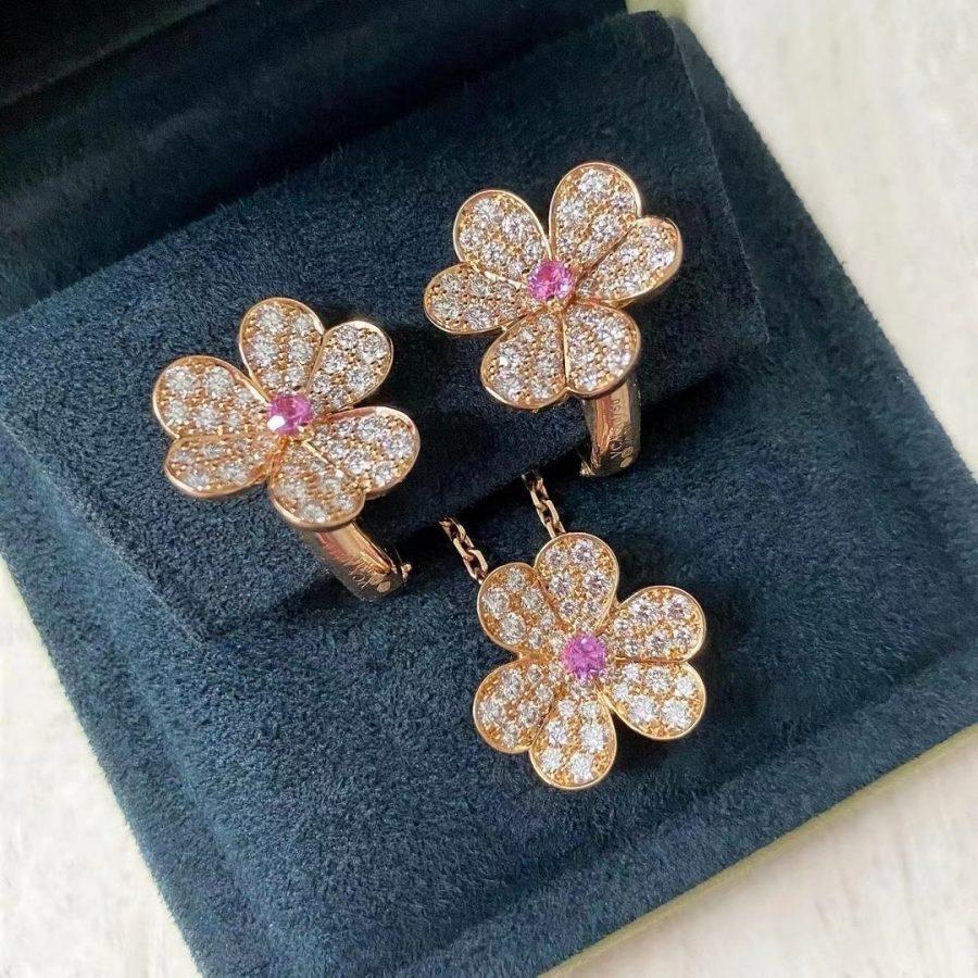 [Kincade Jewelery]FRIVOLE PINK GOLD FLOWER DIAMOND EARRINGS
