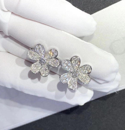 [Kincade Jewelery]FRIVOLE SILVER FLOWER DIAMOND EARRINGS