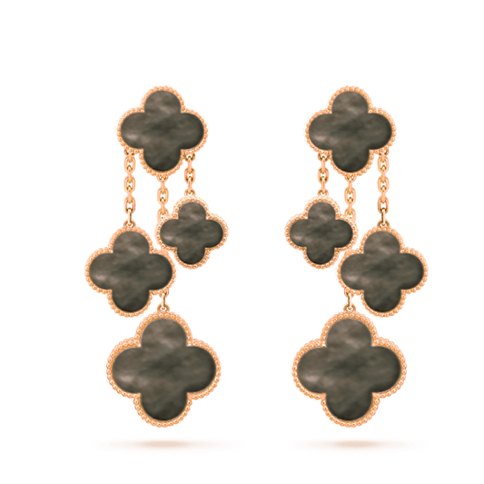 [Kincade Jewelery]Kincade EARRINGS DARK MOP 4 MOTIFS ROSE GOLD