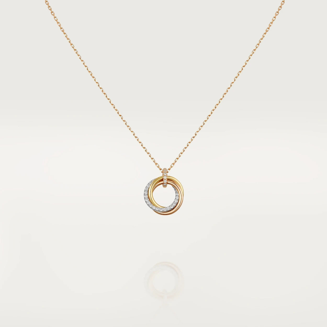 [Kincade Jewelery]TRINITY NECKLACE SILVER GOLD PINK GOLD DIAMONDS