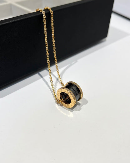 [Kincade Jewelery]ZERO 1 BLACK CERAMIC DIAMOND PINK GOLD NECKLACE